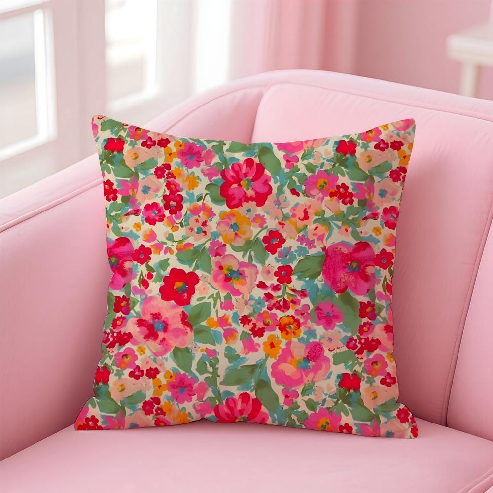 Full Print Floral Print Pattern Cushion Cover Pillow Case Soft Skin Friendly Fabric  Concealed Zipper