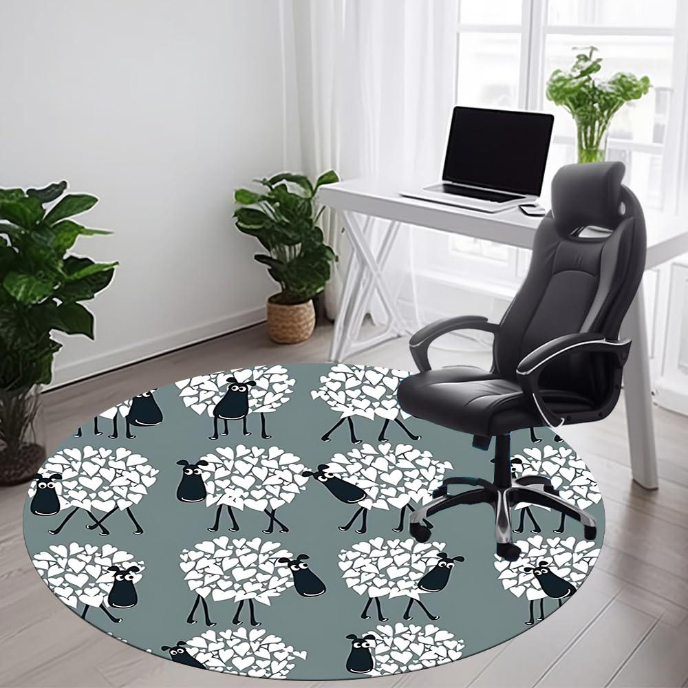 

1pc Sheep Hearts Office Round Area Rug, Indoor Mat Suitable ForOffice, Under Office Chairs Bedroom Living Room Home Decor, Room Deco 114 80cm by 80cm