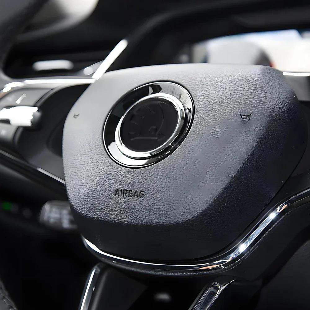AAAIX1 Lenkrad Mittel Logo Emblem Aufkleber Decals Für Skoda Octavia Rapid Kodiaq Fabia Karoq Superb Kami Kamiq A7 Zubehör