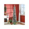 HOMCOM Sapin De Noël Artificiel, Enneigé, Design Étroit, Ignifuge, 210 Cm, Vert/blanc