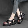 Fashion 5.5CM Fashion Wedges Platform Summer Sandals Women Casual Open Toe Shoes Cross Genuine Leather Roman Style Back Strap Sandals