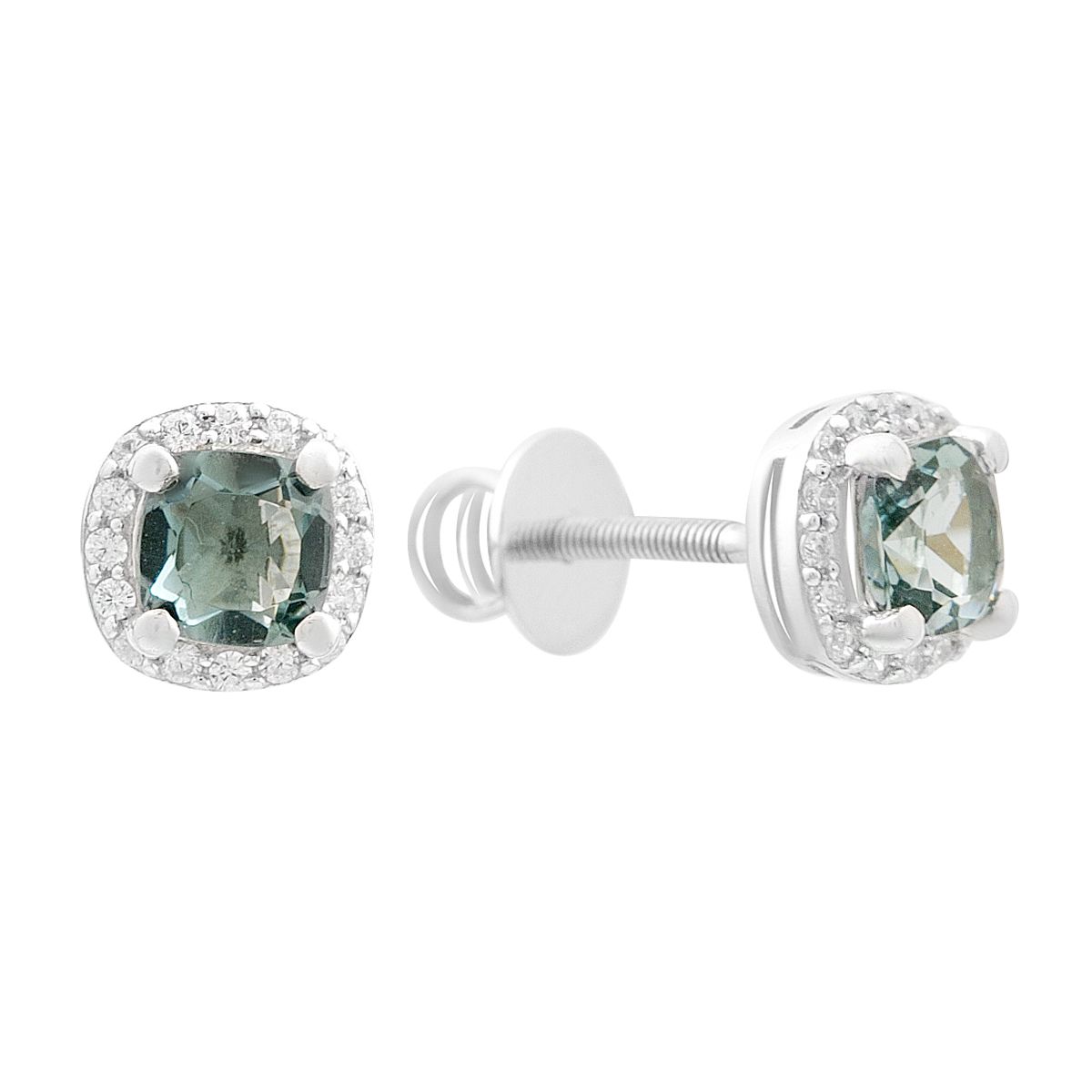 

Silver earrings with London Blue topaz 1.377ct, cubic zirconia (2204466)