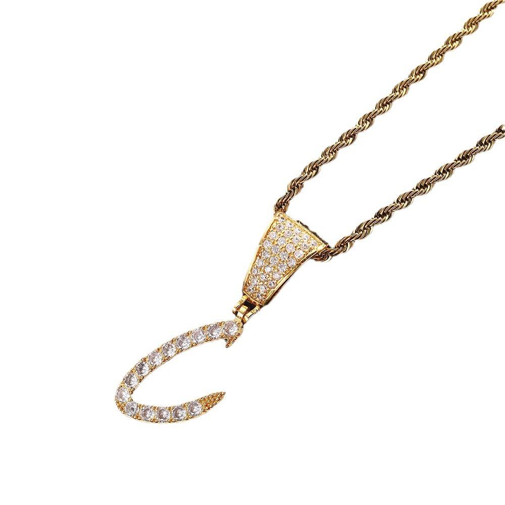 26 English Women'S Letter Pendants Necklace Twist Chain Zircon Letter Pendants Jewelry