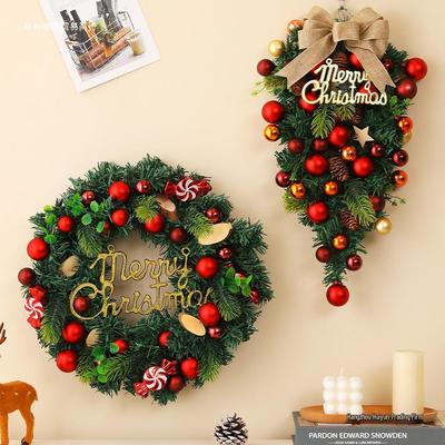 Christmas Wreath & Decorations: Door Hanging Ornaments, Rattan Pendants for Hotel, Mall, & Tree Displays
