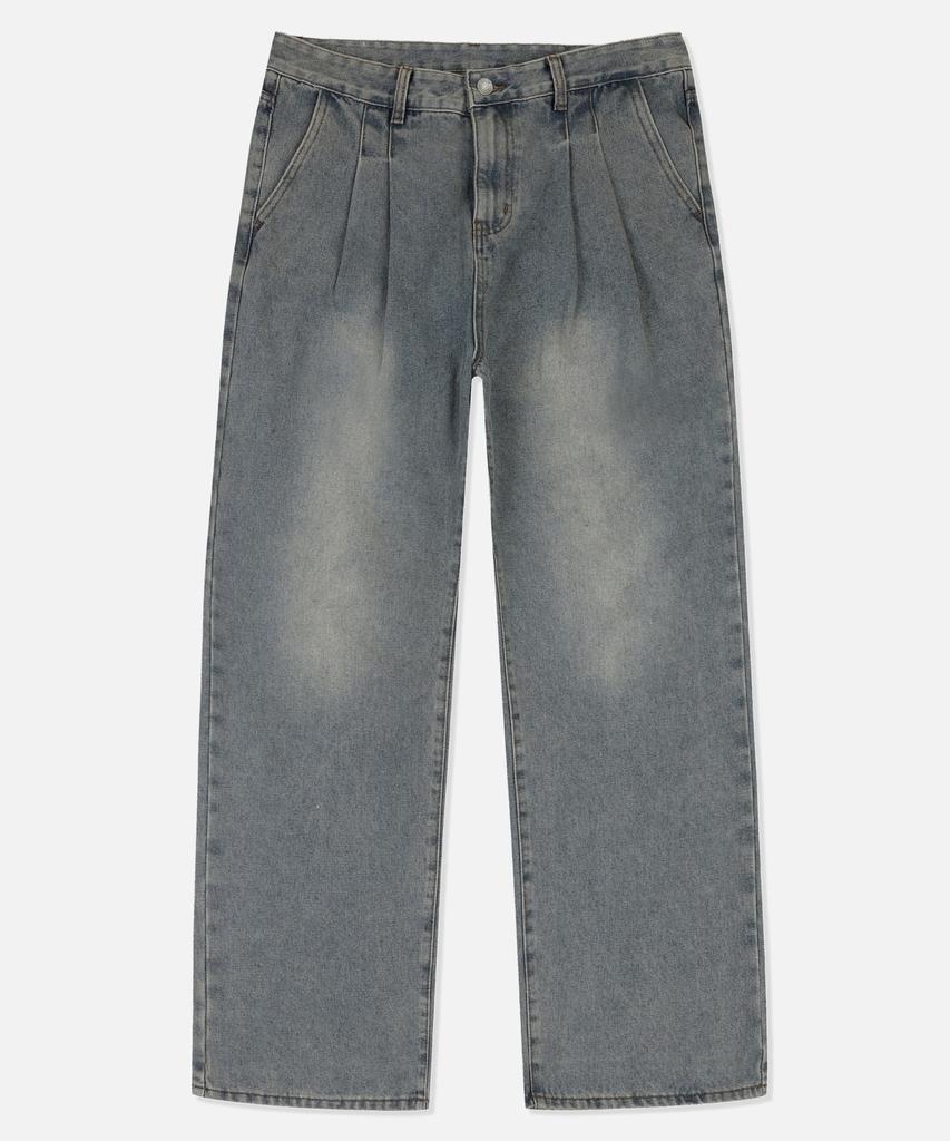 GROOVE RHYME Front Pintuck Washed Wide Denim Pants - 4 Colors