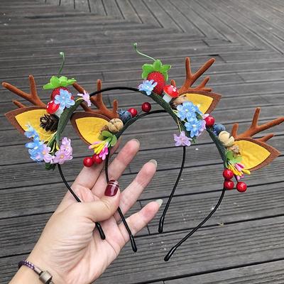 New Year Headband Elk Horns Pine Cone Christmas Headband Female Holiday Hair Accessories Cute Cat Ears Headwear