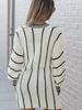Autumn 2025 V-neck Knit Pullover: European-American Style, Hip-Length Striped Sweater for Women