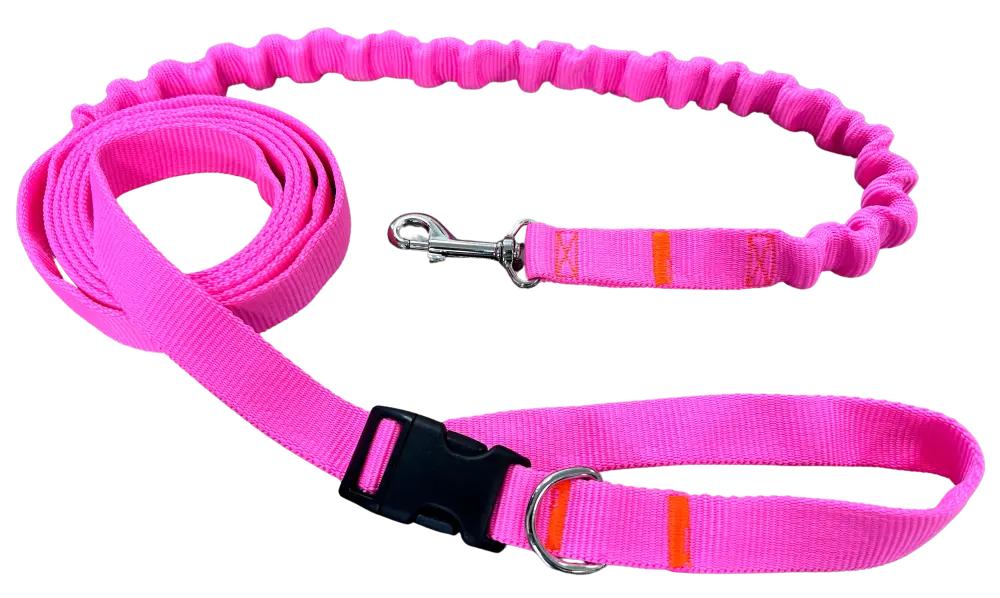 Dog Leash with Shock Absorber 280cm NEON PINK Adjustable Sports