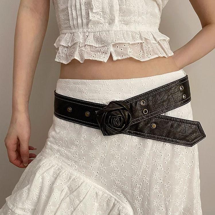 

Женский сексуальный ретро пояс-цепочка на талию с розой - Y2K стиль коричневый кожаный чинчер No Specific Size