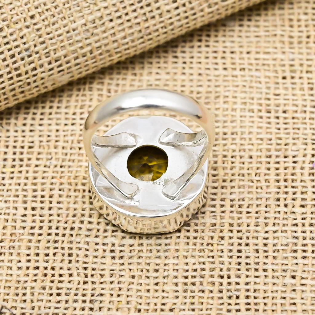 Citrine Gemstone 925 Sterling Silver Handmade Wedding Ring Jewelry For Thanksgiving