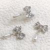 3Pcs Nail Charms Sparkling Stunning Visual Effect Ultra-Light Creative Shape Wide Application DIY Alloy Shiny Bow-knot Rhinestone Nail Art Decorations