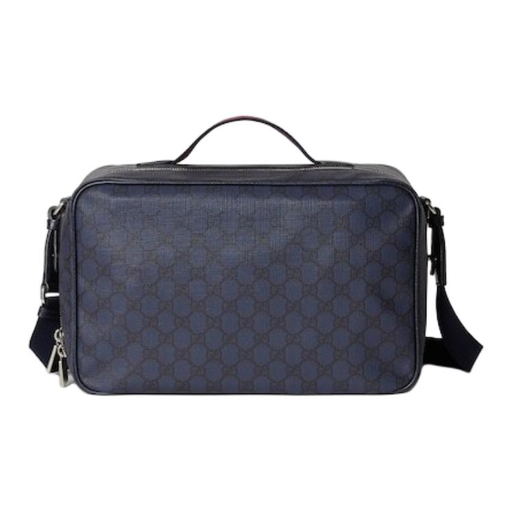 Gucci Tennis Series 8L Classic Double G Logo Print Leather Tote Bag Medium Men bags Dark-Blue 799872-FAEV0-8471
