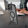 Custodia Magnetica per Cellulare con Cavalletto Cover Nera Trasparente con Supporto per iPhone 17 Pro Max 16 15 14 13 12 Mini 11