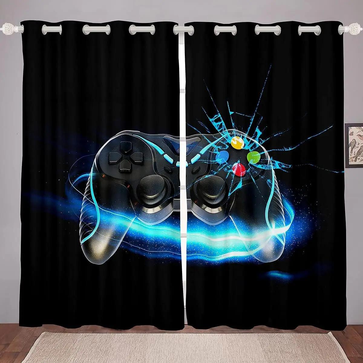 

Player Cool Gamepad Gamer Curtains for Boys Bedroom Living Room Window Treatments Teens Gaming Decor Window Curtains 2Pieces W50xH130(CM)x2pcs&Grommet Top