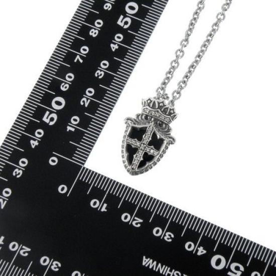 ArtemisClassic Onyx Emblem Charm Silver Accessory Brand Jewelry Silver 925 Necklace Pendant [Artemis Classic] ac-acp0229 Men's Women's