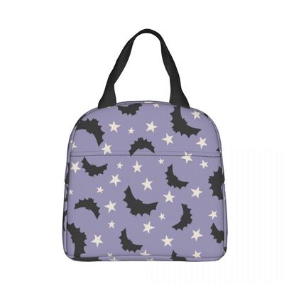 Cartoon Bat Halloween Gothic Insulated Lunch Bags Portable Lunch Container Thermal Bag Tote Lunch Box School Picnic Food Bag