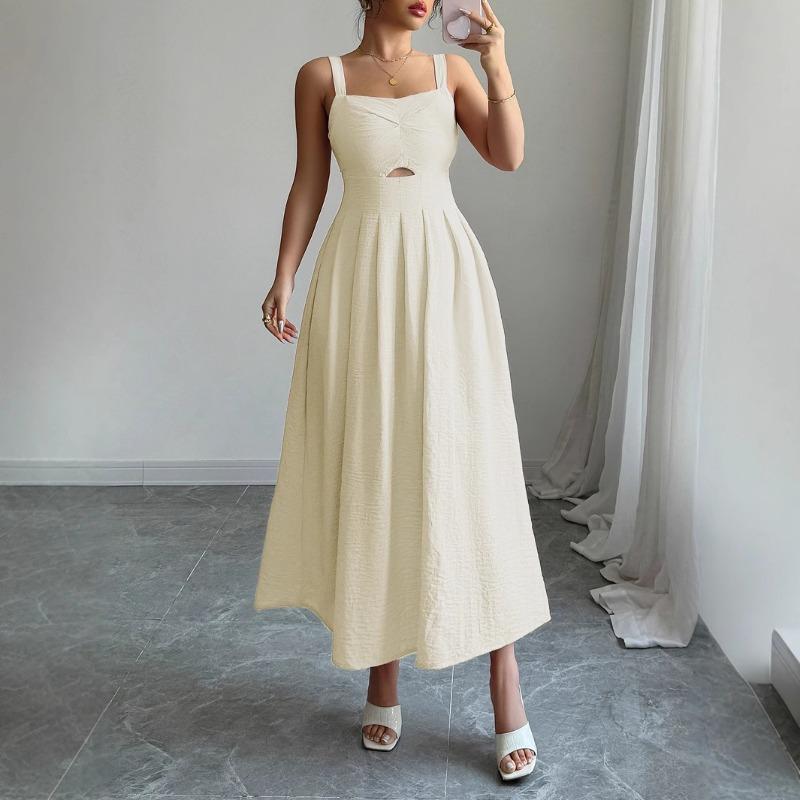 

Элегантное и изысканное плиссированное платье с халтером для женщин на весну и лето XL абрикосовый