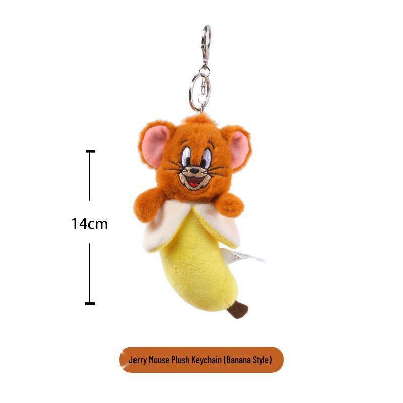 Tom & Jerry Plush Toys: Cat Pendant & Mouse Keychain Charms for Kids