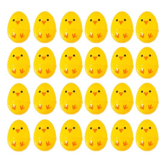 2.4 Inch Plastic Chick Easter Eggs Empty Yellow Mini Fillable Eggs for Easter Basket Stuffers Hunt Games Party Supplies