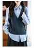Women's V-neck 100% Pure Wool Sweater Vest - Loose Knit Solid Color Cashmere Pullover/Cardigan for Autumn & Winter.