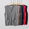 Hengyuanxiang Men's Pure Cashmere V-Neck Cardigan Vest