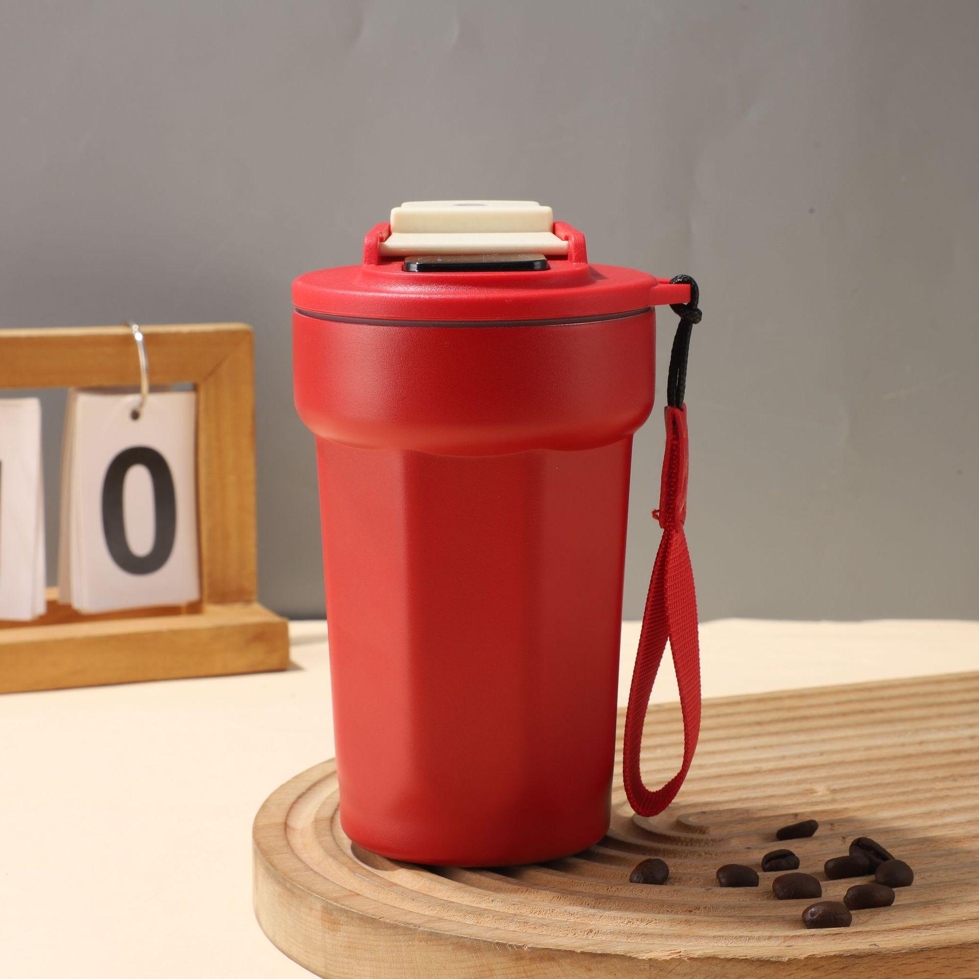 

Термокружка для автомобиля из нержавеющей стали 316 с интеллектуальным дисплеем температуры, простая ручная чашка, портативная веревка, восьмиугольная кофейная чашка 450ml