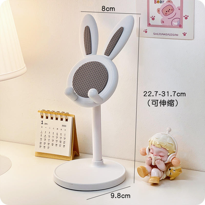 Pink Phone Holder Desktop Cell Phone Stand For iPhone 13 14 Samsung Smartphone Adjustable Lovely Rabbit Cartoon Table Support
