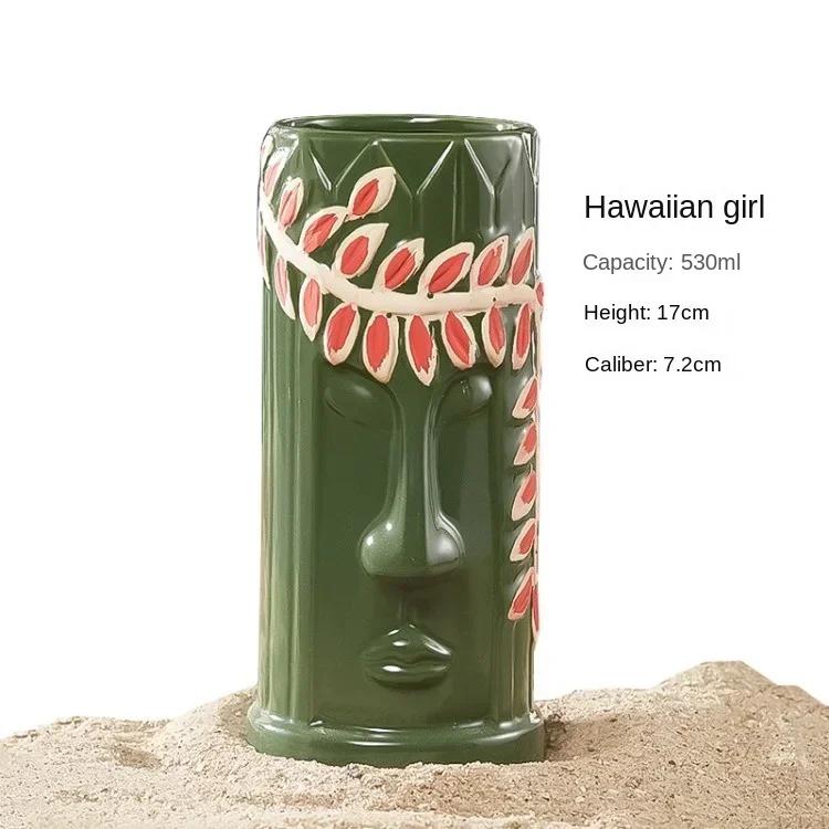 60er Typ Hawaiianische Tiki-Tasse Keramik-Cocktailgläser Bar Weinglas Dekorationen Ornamente Gläser für Getränke Personalisiertes Geschenk