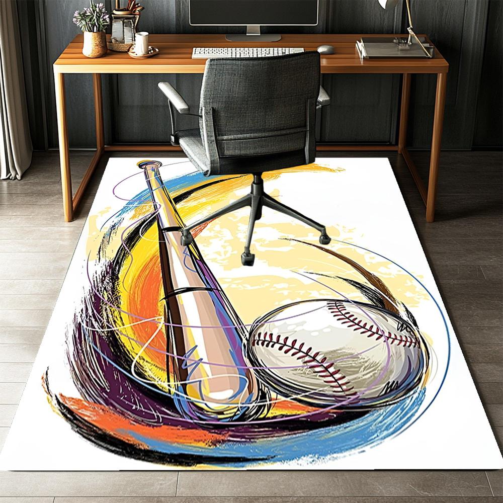 Baseball Printed Carpet,Rug,for Office Chair Living Room Bedroom Kitchen Room Decor Gifts.