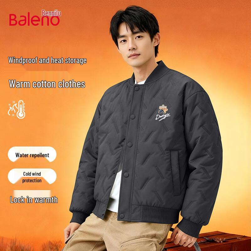 

Baleno Men s Loose-Fit Padded Baseball Collar Jacket 3XL