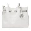 MICHAEL KORS Carson logo embossed charm solid color versatile PU handbag medium women's optical white