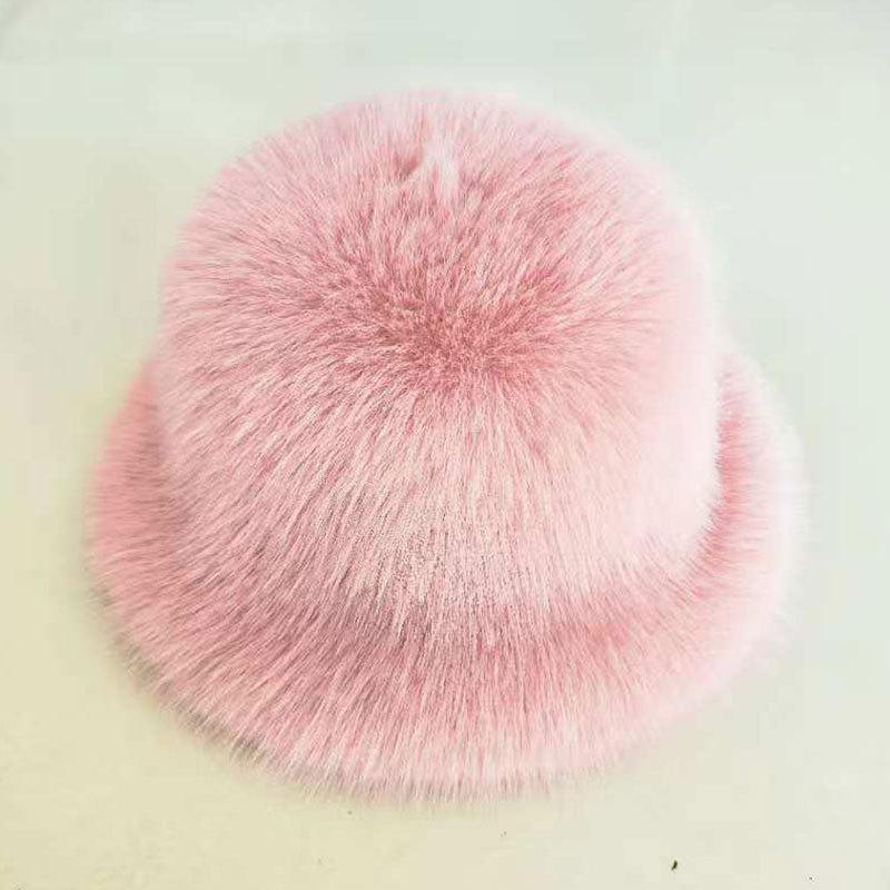 Women Winter Thick Warm Faux Fur Bucket Hat Fluffy Fashionable Ear Flaps