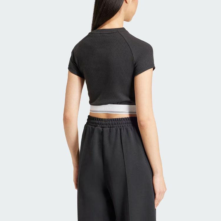 Adidas Originals Tape Waistband Tee Women Tops Black IT9771