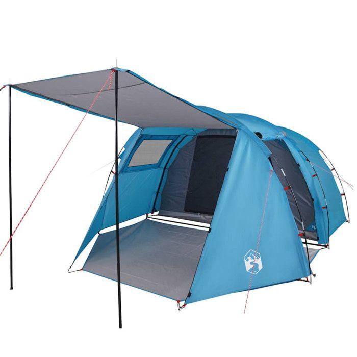 VidaXL Tunnel Camping Tent 4 Personnes, Shade Tent with Carry Bag, Camping Awning, Garden Shelter, Blue 94398