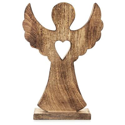 Wooden Angel Figure Angel Decorative Ornament Standing Figure 36 Cm