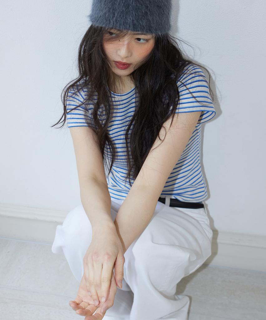 Michikoleondeonkosino Marine Stripe Crop Top Blue