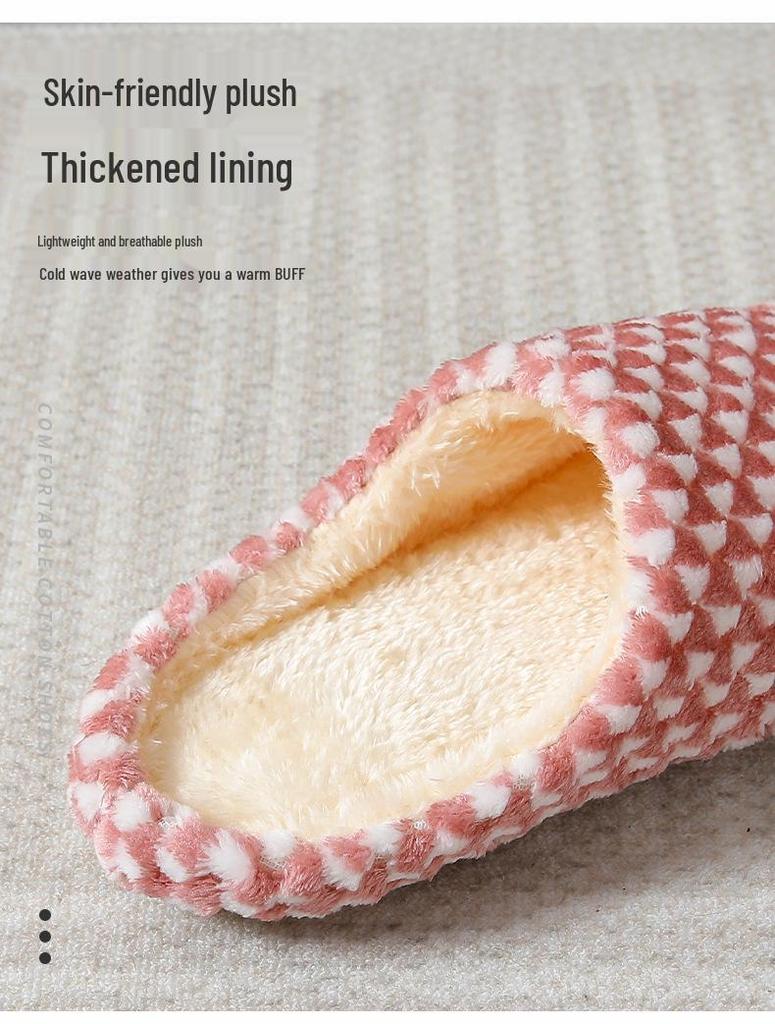 Polka Dot Silent Non-Slip Indoor Slippers for Couples - Large Cotton for Wooden Floors