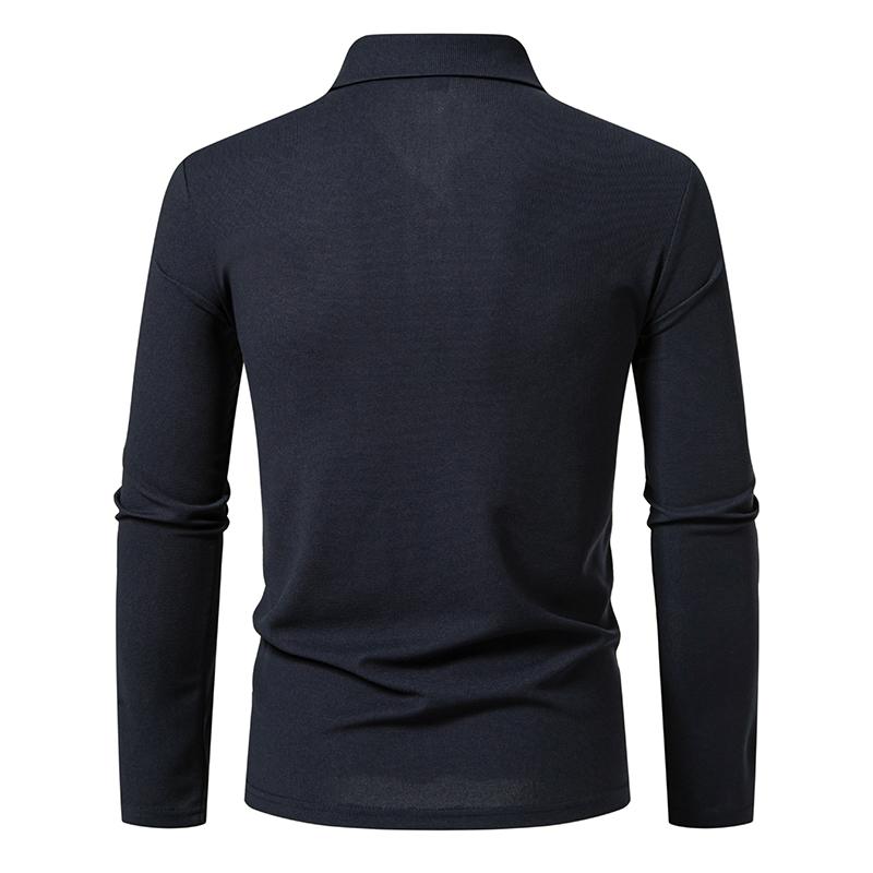 Fashion Paisley Color Block Men's Polo Shirts Solid Color Long Sleeve Polo Shirts For Men New Autumn Social Business Polos Male
