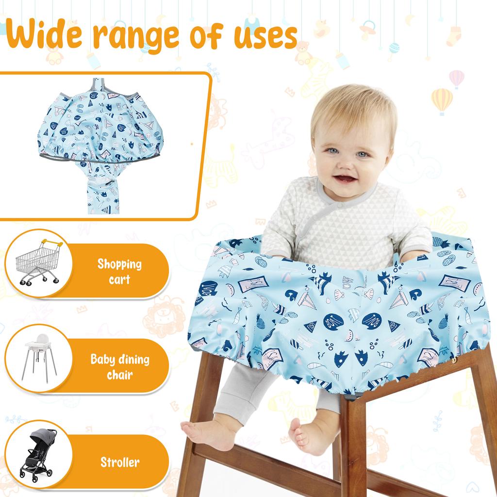 Baby Shopping Cart Seat Cover Children Highchair Cover Waterproof Polyester Anti-Dirty Baby Safety Seat Pad for Infant Toddler