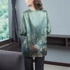 Retro Spring Women's Plus Size Silk Blouse Loose V-Neck Pullover Printed Soft Skin-Friendly Breathable Silk Blouse Top
