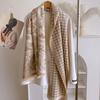 Qiandongge Double-Sided Scarf Women'S Winter Thickened Shawl Dual-Purpose Outer Knitted Warm Scarf Versatile