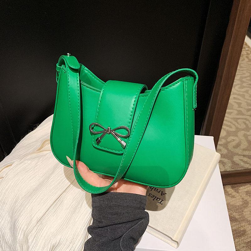 

2025 новый тренд однотонный летний повседневный стиль летний бант женская подмышечная сумка на плечо сумка-мессенджер женская зелёный