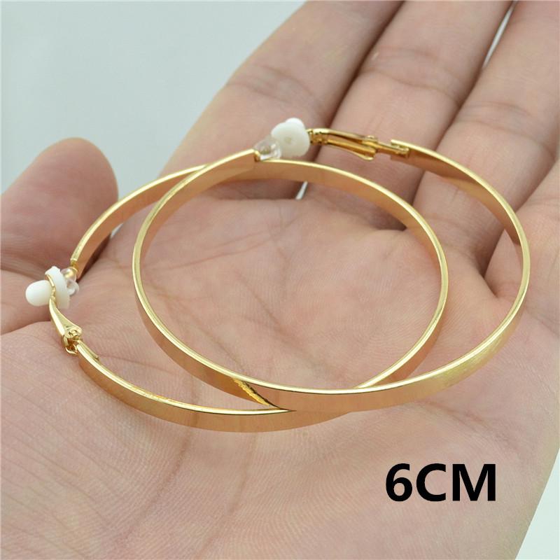 Women's Versatile Large Hoop Earrings - Trendy Personality In Black, Gold, Silver; Non-Piercing Ear Clips for Nightclubs