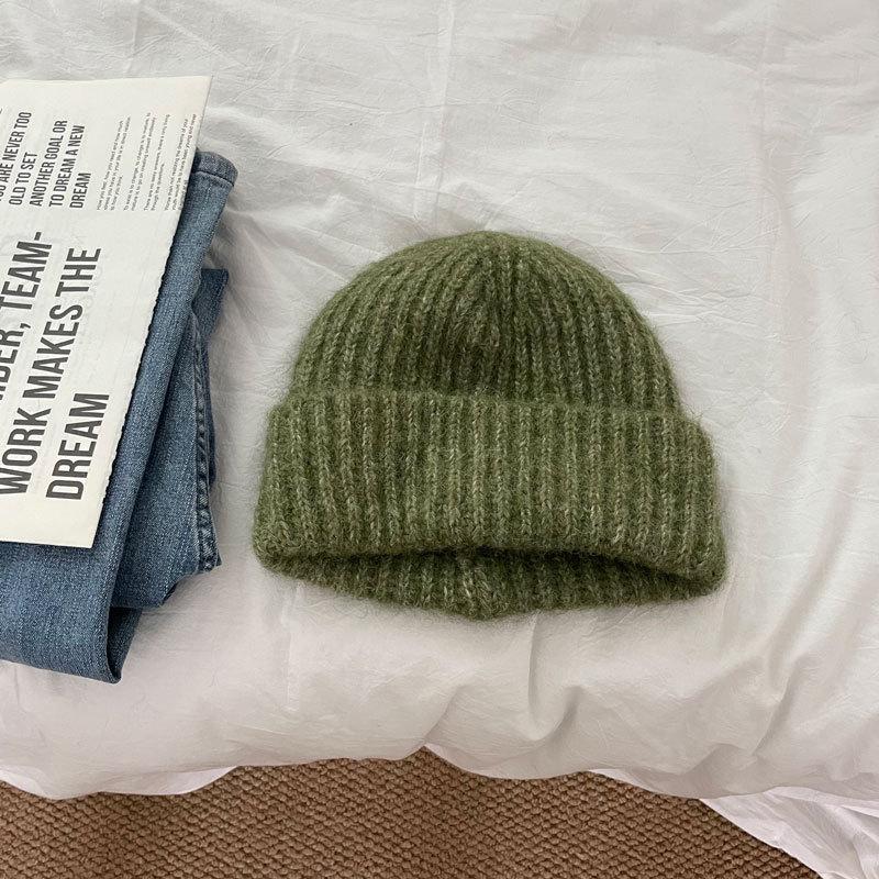 Soft Waxy Knitted Hat Versatile Men's and Women's Solid Color Face Small Wool Hat Warm Ear Protection Student Hat