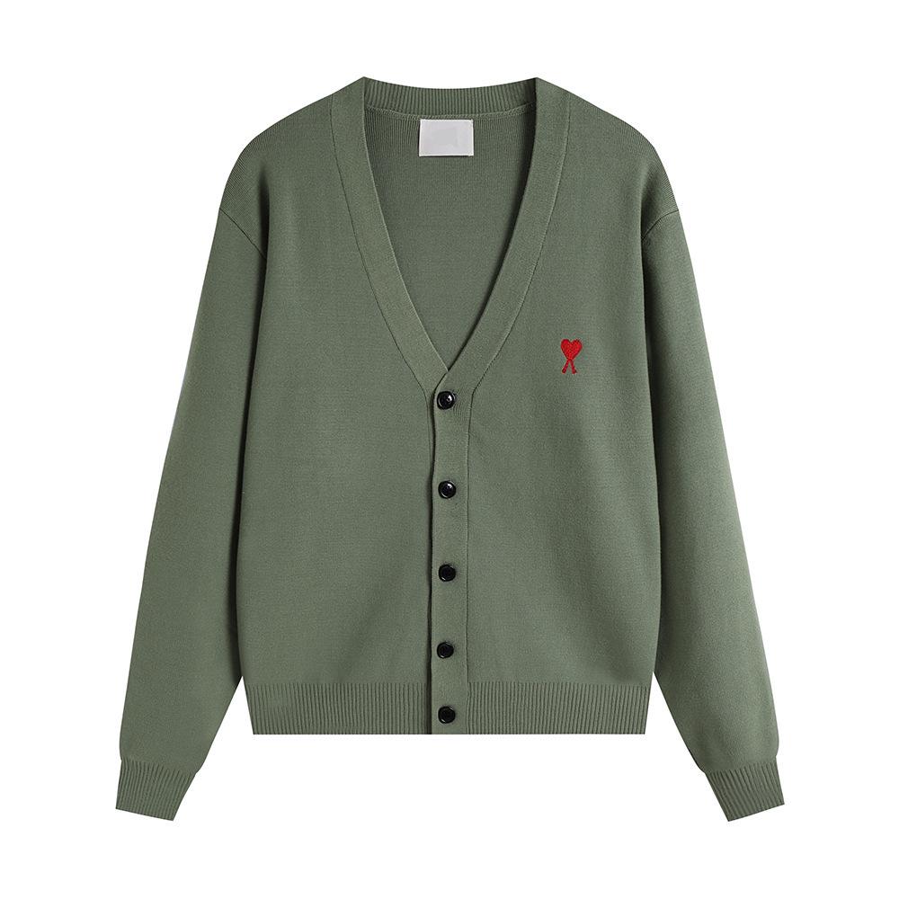 Klassischer Strick-Cardigan mit Herz-Stickerei - Unisex Lockerer Pullover