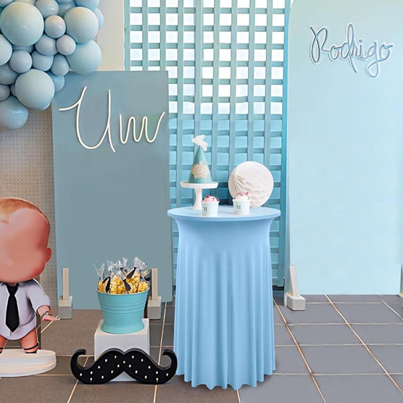 1PC High Top Table Cloth Round Table Cover Cocktail Tablecloth Skirt With Wave Fold 60*110CM