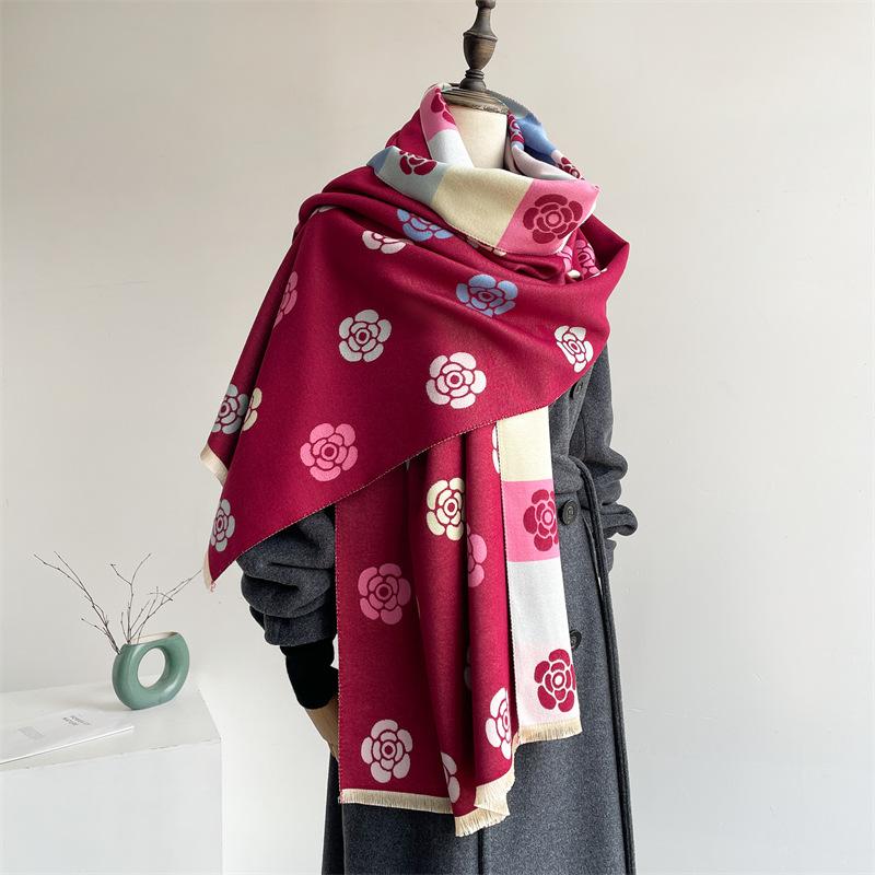 2024 Autumn/Winter New Imitation Cashmere Exterior Warm Office Versatile Extended Thick Scarf Air Conditioning Room Shawl for Women