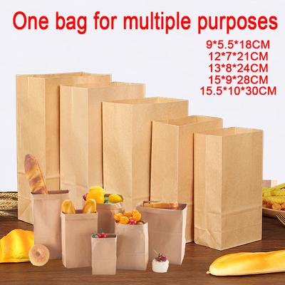 Braune Tüte Kraftpapier recycelbare Take-away-Taschen Lebensmittel Backverpackung Geschenk Partytaschen Kinder Süßigkeitenverpackung Kraft Lunchtasche LPBZ01