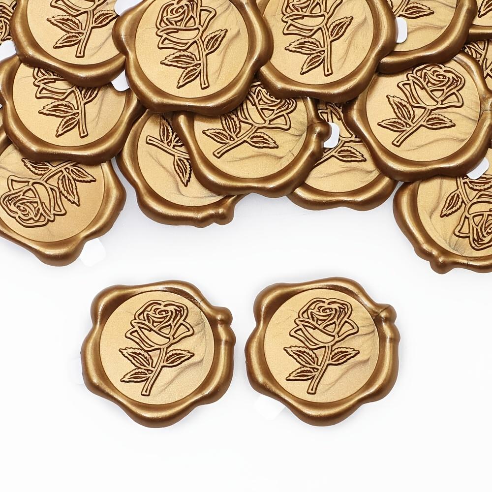 

10/30/50pcs Rose Pattern Wax Seal Stickers Self-Adhesive Stickers for DIY Wedding Party Invitation Envelope Decor Card Making 10pcs