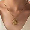Fashion Vintage Chic Sun Pendant Necklace for Women Stainless Steel Earrings Statement Golden Fashion Jewlery Accessories Gifts